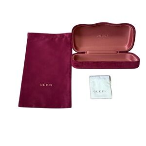Authentic Gucci Red Velvet Sunglasses Case,Dust Bag,Cleaning Cloth